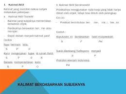 Jadi kalimat aktif dan kalimat pasif saling bertolak belakang. Jenis Jenis Kalimat Kalimat A Pengertian Kalimat Adalah Gabungan Dari Dua Kata Atau Lebih Yang Menghasilkan Sebuah Pengertian Dan Pola Tertentu Dengan Ppt Download