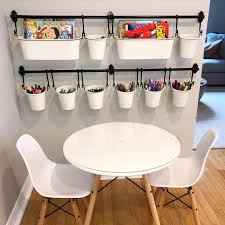 Try painting stars and a moon on your child's ceiling or a cityscape around the edge of the room. Perfectly Placed On Instagram I Am Obsessed With This Arts And Crafts Set Up Perfectlyplac Kid Room Decor Kids Play Room Organization Playroom Organization