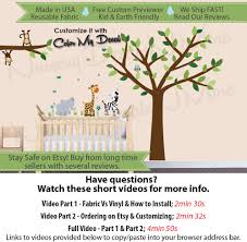 Safari Animals Wall Stickers, Tree Wall Decal, Nursery Wall Decal Boy  Animals Large Tree Mini Animals