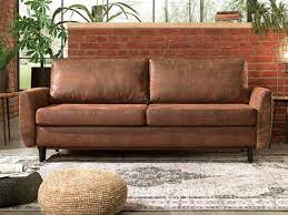 Dan Canape Droit 3 Places Convertible Style Industriel Avec Coffre De Rangement Couleur Marron Ve Canape Conforama Canape Droit Coffre De Rangement