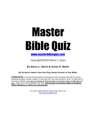 Bible trivia about the early kingdom. Master Bible Quiz Pdf