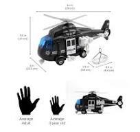 Vokodo Helicóptero de policía de 11 pulgadas con luces y sonidos Push And  Go Incluye cesta de rescate de juguete duradero de fricción para niños, ...