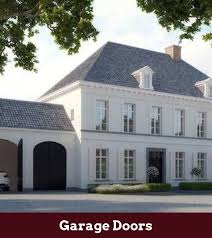 Garage Door In Kitchen Black Garage Doors White House Garage Garageoverhang Dyigarage Learn White Exterior Houses Facade House House Designs Exterior