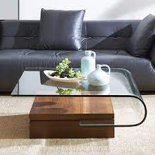 Mid Century Modern Glass Wood Coffee