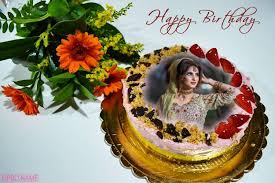 24/7 customer service · satisfaction guarantee · same day delivery Happy Birthday Flower Cake With Photo Frames