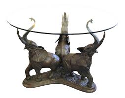 British Colonial Style Bronze Sculpted Elephants Table Base With Glass Top In 2020 Elephant Table British Colonial Style British Colonial
