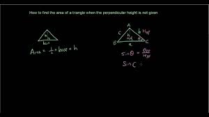 Sep 01, 2020 · 4 ways to calculate the area of a triangle wikihow. Trigonometry Lesson 5 Finding The Area Of A Triangle Without Perpendicular Height Youtube