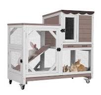 Aivituvin Chicken Coop Aivituvin 2-Story Rabbit Hutch - Indoor/Outdoor With  Wheels & Run Bunny Cage