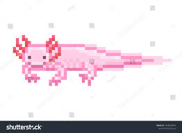 Pink Axolotl Pixel Art Character Isolated On White Background 8 Bit Funny Meme Salamander Icon Old School Vin Pixel Art Pixel Art Characters Funny Pixel Art