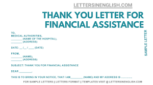 3 sample letter of support. Sample Thank You Letter For Financial Assistance For Medical Bills Letters In English