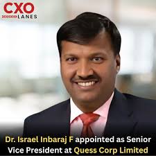 drisraelinbaraj #quesscorp #seniorvicepresident #adanigroup #tcs  #adityabirlagroup #caterpillarindia #humanresources #leadership  #corporateupdates #peopleleadership #cxolanes