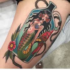 Pin By Tatowierung On Fish People Xi Mermaid Tattoos Bottle Tattoo Tattoos