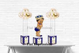 Prince Is On The Way Royal Blue Gold Baby Shower Centerpieces Kit