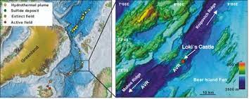 The top three feet of a chimney nearly 40 feet tall are visible as the arm of a remotely operated vehicle reaches in to sample fluids. Location Of The Loki S Castle Vent Field At The Arctic Mid Ocean Ridge Download Scientific Diagram