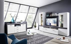 Moderne wohnwand weiß hochglanz (front) / weiß matt (korpus). Wohnwand Paris In Lack Laminat Weiss Matt Betonoxid Nachbildung Dunkel Online Bei Hardeck Kaufen