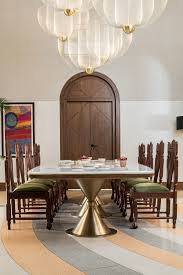 Just Above The 10 Seater Dining Table Is The Moooi Meshmatics Chandelier Designed By Rick Tegelaar T 10 Seater Dining Table Bungalow Interiors Interior Design