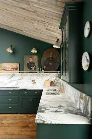 Dark green kitchen and bathroom countertops. Two Beautiful Green Kitchens You Have To See Swoon Worthy Green Kitchen Cabinets Interior Design Kitchen Kitchen Interior