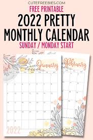 pretty 2022 calendar free printable template cute freebies for you