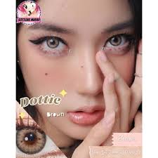 Jual NEW DOTTIE BROWN softlens 14.2mm Brown cerah motif seperti iris asli  efek mata bule