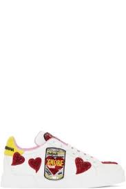 Dolce Gabbana White Amore Energy Sneakers Black Lace Boots Shoes Designer Shoes