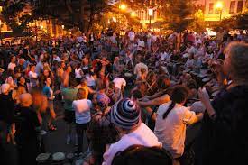 Downtown asheville (80 court plaza). Drum Circle In Downtown Asheville North Carolina