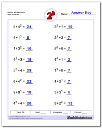 Exponents Worksheet Addition With Exponent Worksheets Math Worksheet Exponents