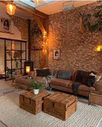 Rustic Warm Brick Wall Living Room Design Brick Living Room Brick Wall Living Room Rustic Living Room