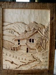 Shallow Relief And Burned Wood Carving Art Wood Carving Patterns Wood Carving Designs
