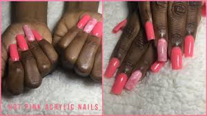 There are 14,049 pink acrylic nails for sale on etsy, and they cost $16.49 on average. Hot Pink Acrylic Nails Watch Me Work Youtube