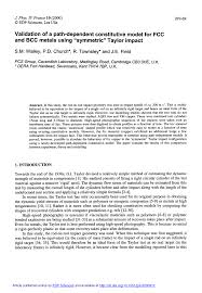 PDF) Validation of a path-dependent constitutive model for FCC and BCC  metals using "symmetric" Taylor impact