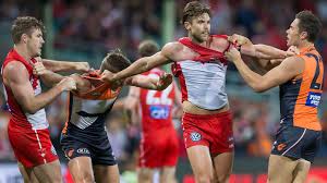 Jacob hopper spoils luke parker during the round five sydney derby at the scg on april 17, 2021. Afl Gws Giants Stars Shine In Dominant Win Over Buddy Less Sydney Swans