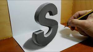 (step 5) choose how far you want each letter to go back, and then draw a horizontal line (or curved line in the case of the letter 'o') for each letter. Trick Art On Paper 3d Letter S Optical Illusion Youtube