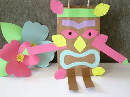 Birthday Crafts For Kids Paper Bag Tiki Man Hawaiian Crafts Luau Crafts Hawaii Crafts