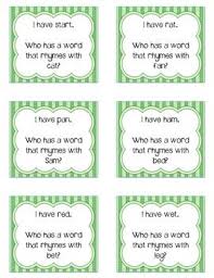 I Have Who Has Rhyming Word Families Cvc Words Rhyming Words Cvc Words Word Families