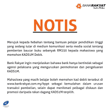 Pembayaran baucer buku 1malaysia bb1m diteruskan untuk tahun 2017. Bank Rakyat On Twitter Ingin Memohon Kads1m Debit Layari Https T Co Aalsibvkhq Dan Ikuti Facebook Twitter Instagram Mybankrakyat Untuk Info Terkini Kads1m Https T Co Ji83uzfsyc