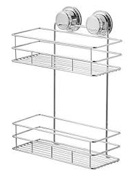 Bm Home 2 Tier Rectangular Shower Caddy Extra Strong Suction Bathroom Organiser Shelf Dr Bathroom Organisation Bathroom Shelf Organization Shower Caddy