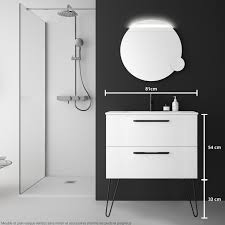 Huge selection · leading brands & stores · search for great deals Meuble Salle De Bain 80 Cm Couleur Blanc Avec Poignets Et Pieds Noirs
