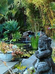 Lush Tropical Garden Love The Water Scene Gives A Calming Affect Tropical Garden Design Tropical Landscaping Tropical Garden