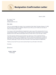 Here is a resignation letter template you can fill in with your personal details. Resignation Confirmation Letter Pdf Templates Jotform