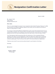 Provider leaving practice sample letter. Resignation Confirmation Letter Pdf Templates Jotform