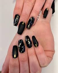 Black And Gold Nails Coffin Acrylic Nails Coffin Nails Black Nails Marble Nails Nail Art Gold Nails Winter Nails Nail Design Matte Nail Black Marble Nails Black Nails Marble Nails