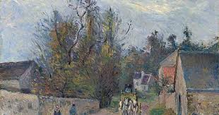 Diligence On The Road From Ennery To L Hermitage Pissarro Painting Reproduction Camille Pissarro Paintings Camille Pissarro French Impressionist Painters
