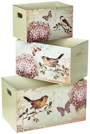 Set Of 3 Bird Design Decorative Storage Boxes U2837 Lamps Plus Decoupage Box Decorative Storage Boxes Decoupage Vintage