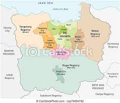Jakarta land use map for 2002 from the office of city planning. Administrative Vector Map Of The Jakarta Metropolitan Area The Most Populous Metropolitan Area In Indonesia Canstock