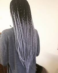 Black And Gray Box Braids My Husband Had Me Get My Whole Head Done In Grey Silver Now I Want Ombre Braids Hair Styles Grey Box Braids Braids With Extensions