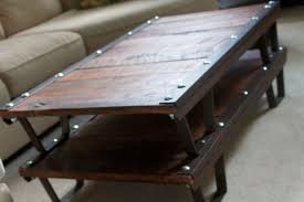 :) tutorial video what you need: Vintage Industrial Stacked Pallet Table By Adaptation Shop Coffee Table Pallet Coffee Table Industrial Coffee Table