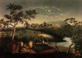 Aborigines On Merri Creek By Charles Troedel Australian Painting Melbourne Landscape Paintings