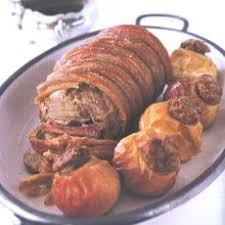 Roast Pork With Roasted Stuffed Apples With Thyme And Parsley Recipe Pork Pork Roast Recipes