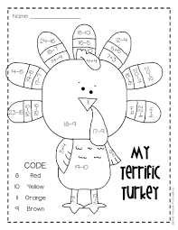 Turkey Add And Color Thanksgiving Math Worksheets Thanksgiving Math Thanksgiving Worksheets