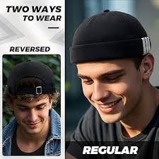 Croogo Casquette de marin décontractée sans bord avec poignets roulés et  tête de mort Unisexe Docker Leon Bonnet, Noir : Amazon.ca: Mode